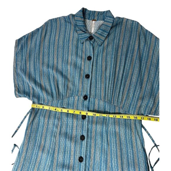 Free People Women Rowan Striped Blue Button Front Maxi Dress Small  $128 - Picture 7 of 10